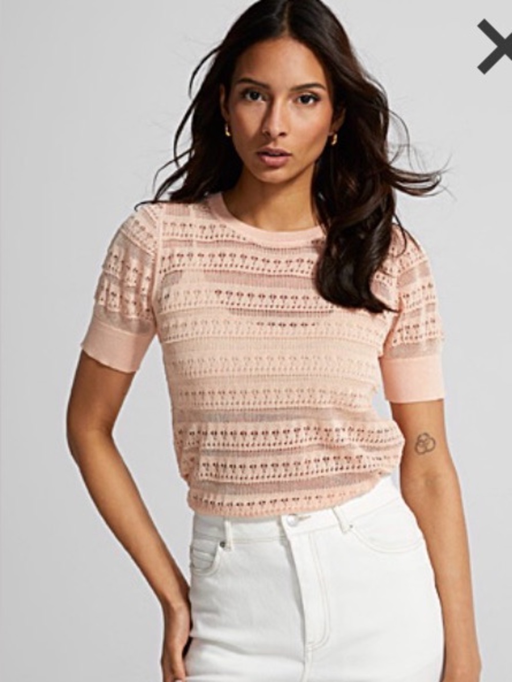 ICHI lace knit top- size small